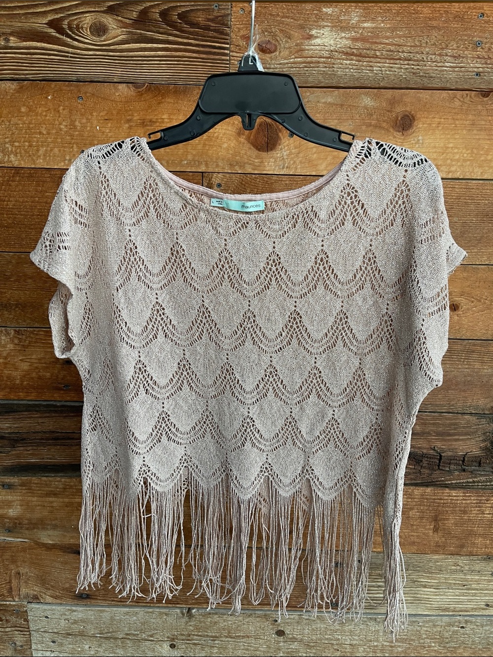Maurices Sparkle Open-Knit Top in Blush